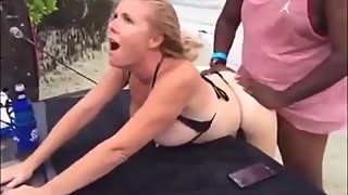 Hot blonde wife gets a hard cock on the beach